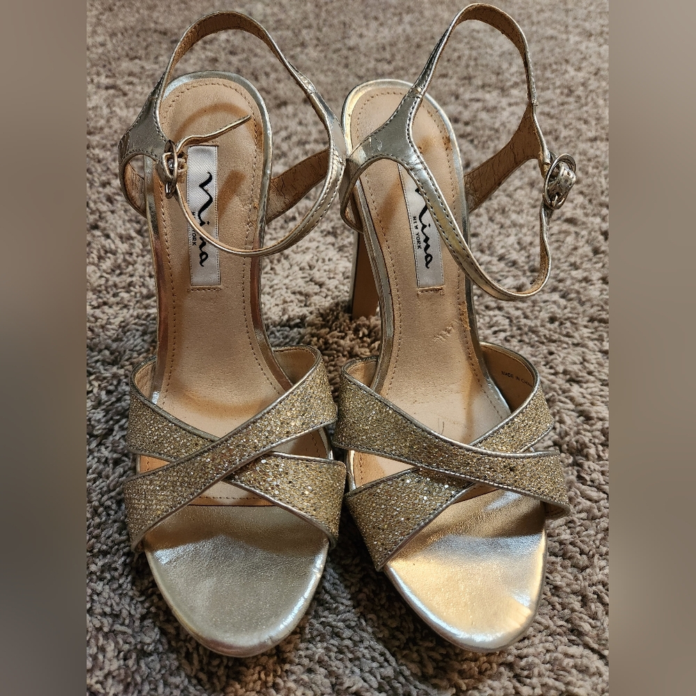 Nina Gold Strappy Heels